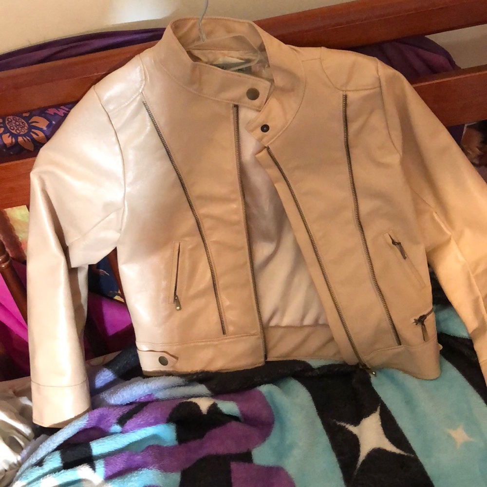 cream leather jacket